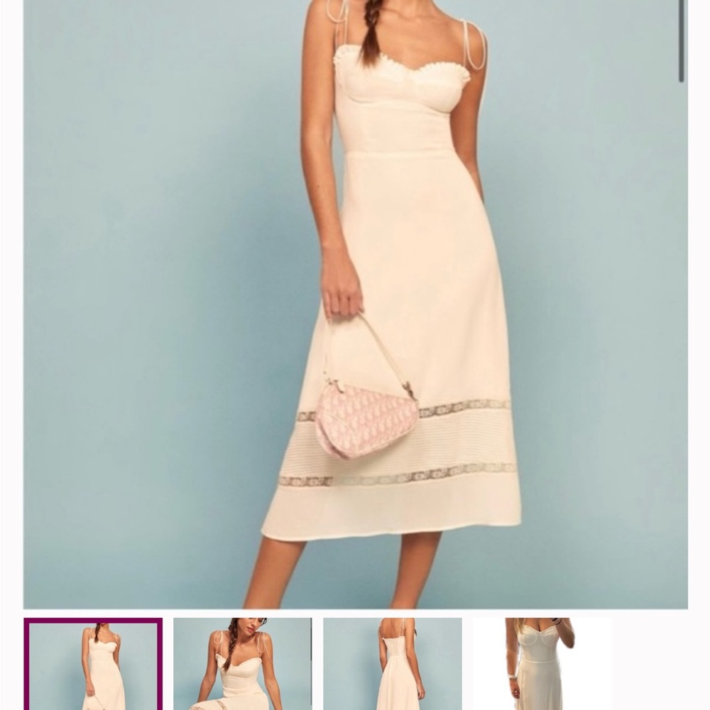 Reformation Cream Midi Dress